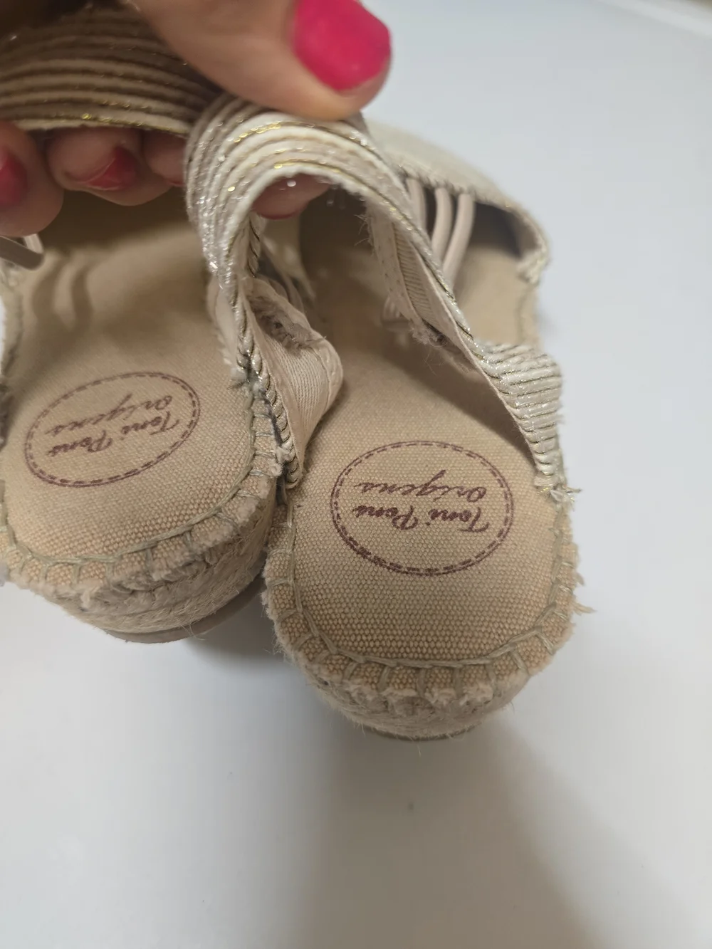Ton Pons Originals Women's Metallic Cream Slingback Espadrille Flats